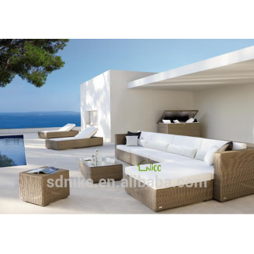 DE- (49) mobiliário de exterior sofá vime / rattan novo design em forma de l sofá